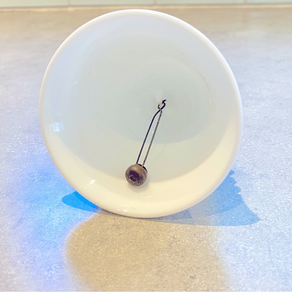 Vintage Fenton Pointed Hobnail White Milk Pressed Glass Handled Bell - Picture 4 of 6